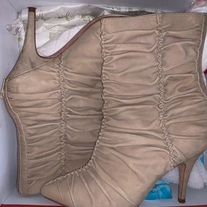 Beige Luxury Heeled Booties